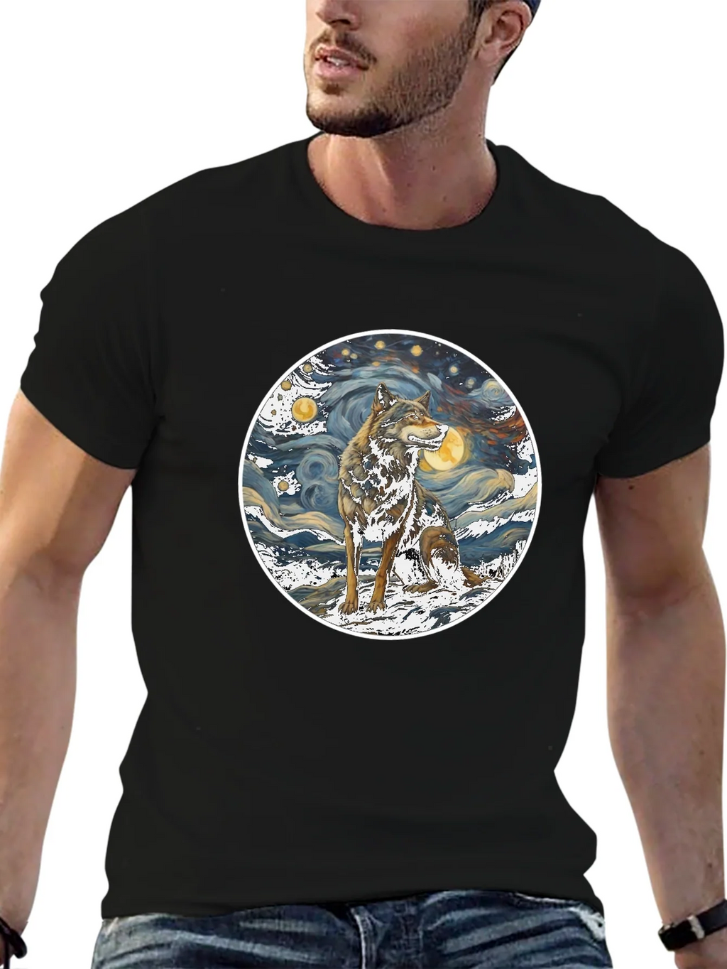 Wolf Starry Night Graphic Tee product image 6