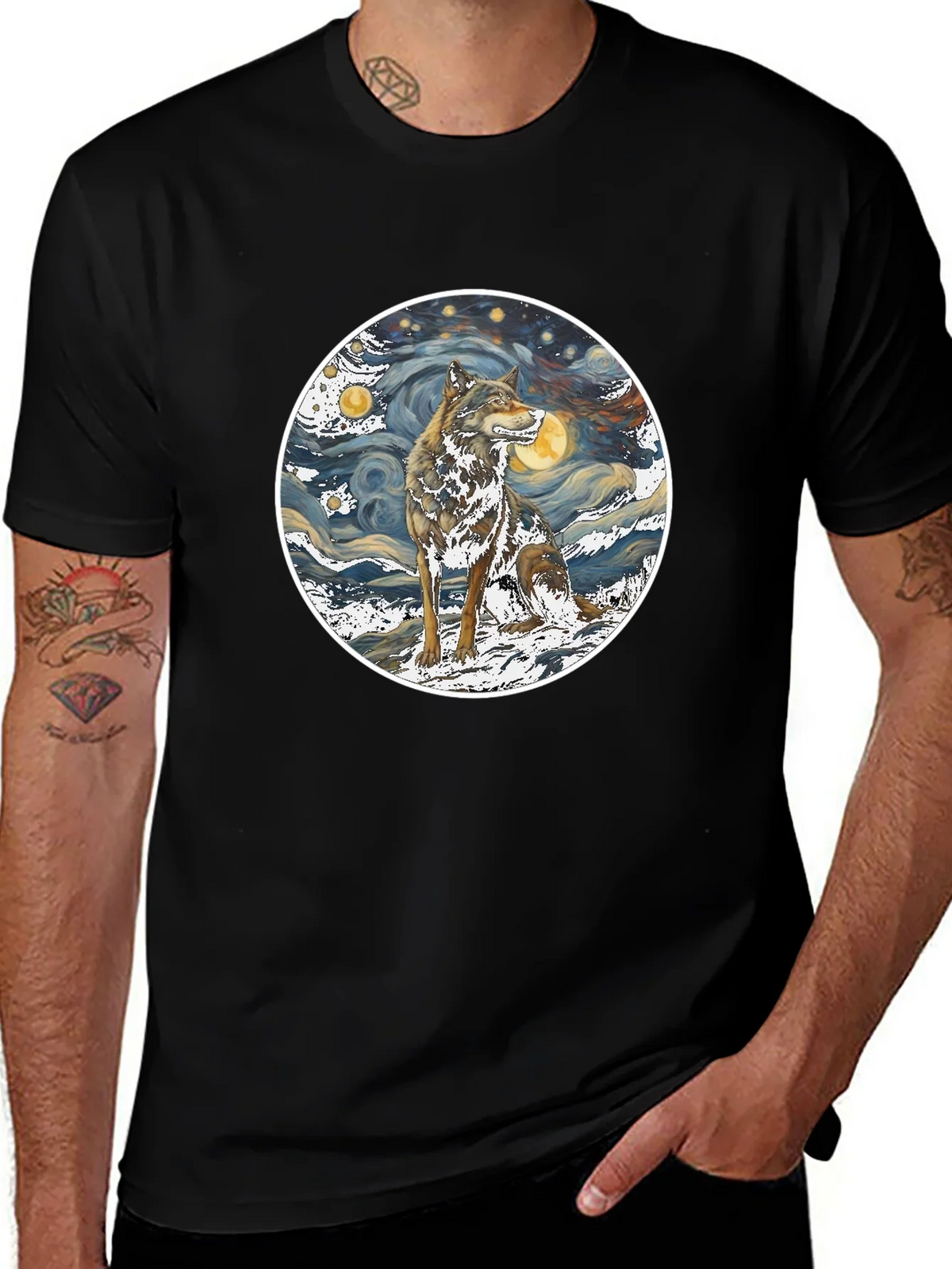 Wolf Starry Night Graphic Tee product image 1