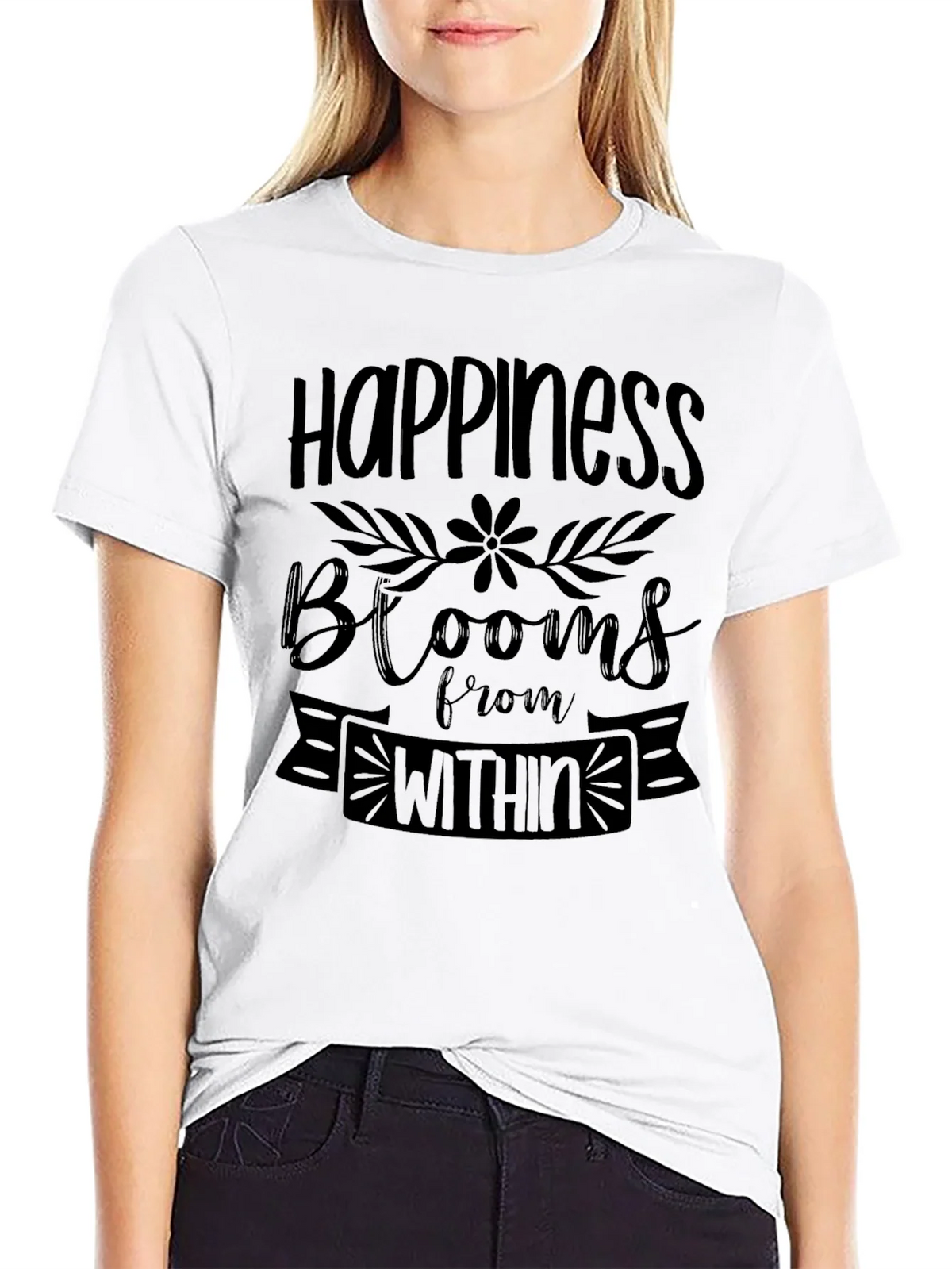 Happiness Blooms T-Shirt - Inspirational Graphic Tee product image 6