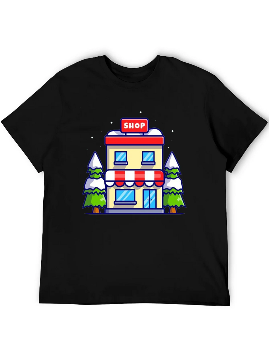 Cartoon Shop Graphic Tee - Black Cotton T-Shirt product image 5