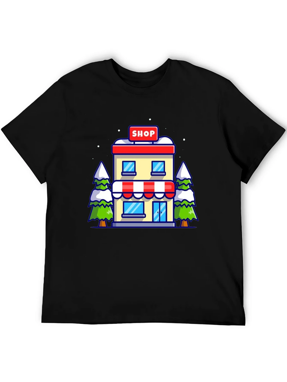 Cartoon Shop Graphic Tee - Black Cotton T-Shirt product image 5