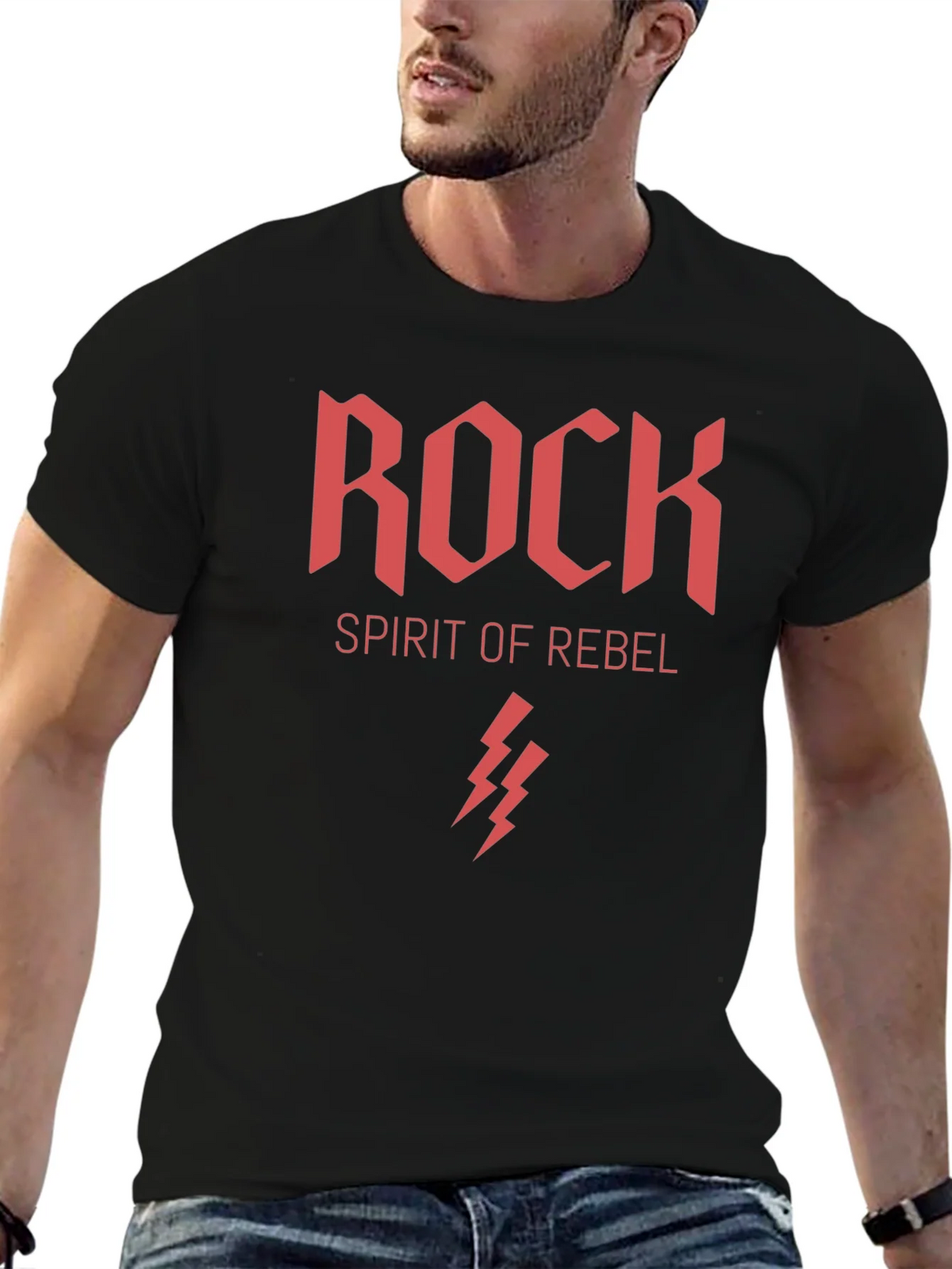Rock Spirit Rebel Graphic Print Black T-Shirt product image 5