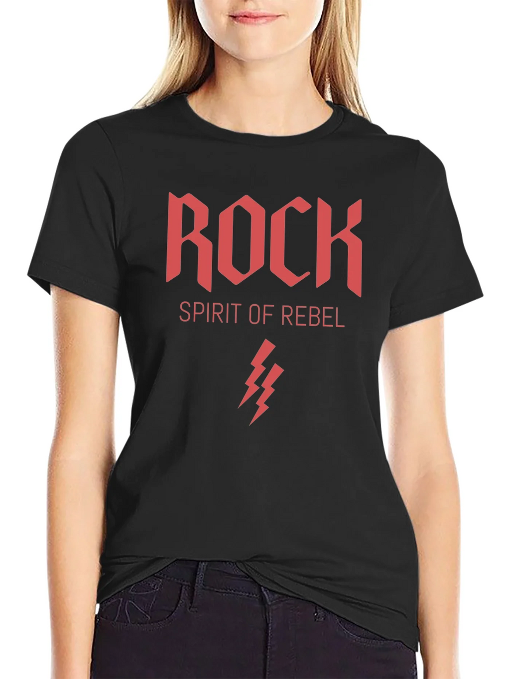 Rock Spirit Rebel Graphic Print Black T-Shirt product image 2