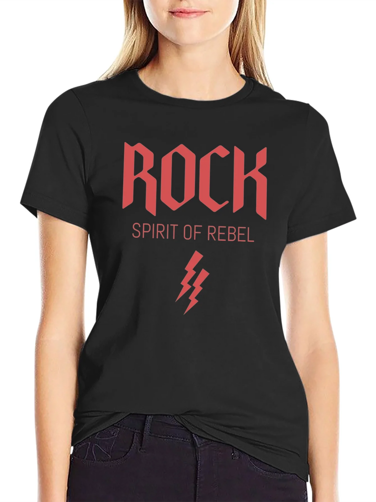 Rock Spirit Rebel Graphic Print Black T-Shirt product image 2