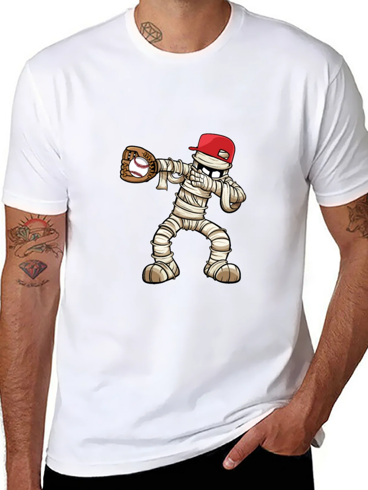 Mummy Baseball T-Shirt: Spooky Season Fun!