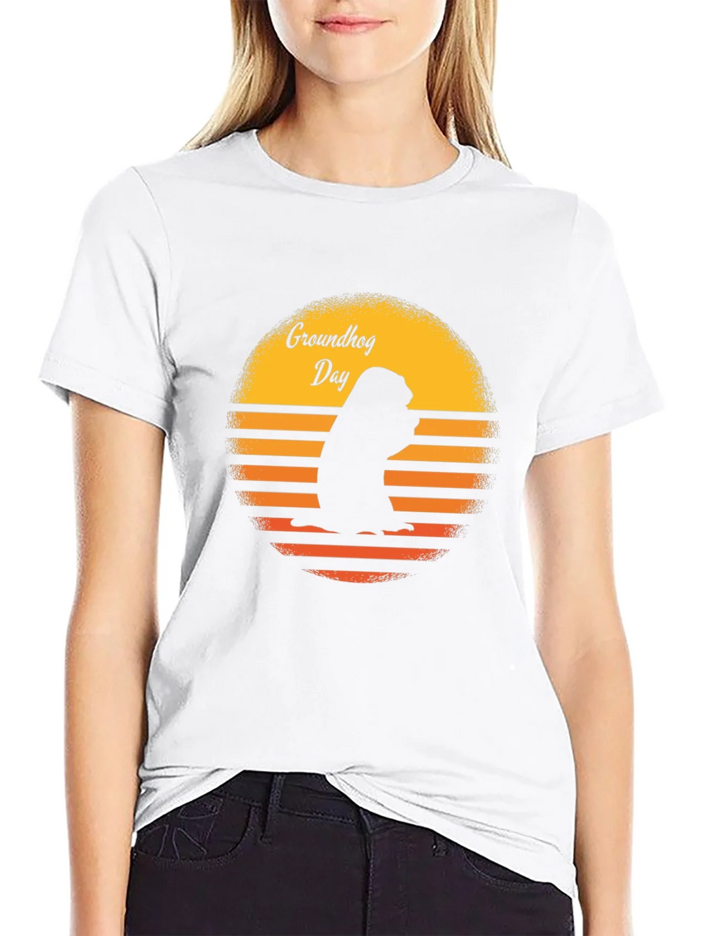 Groundhog Day Retro Sunset Black T-Shirt product image 8
