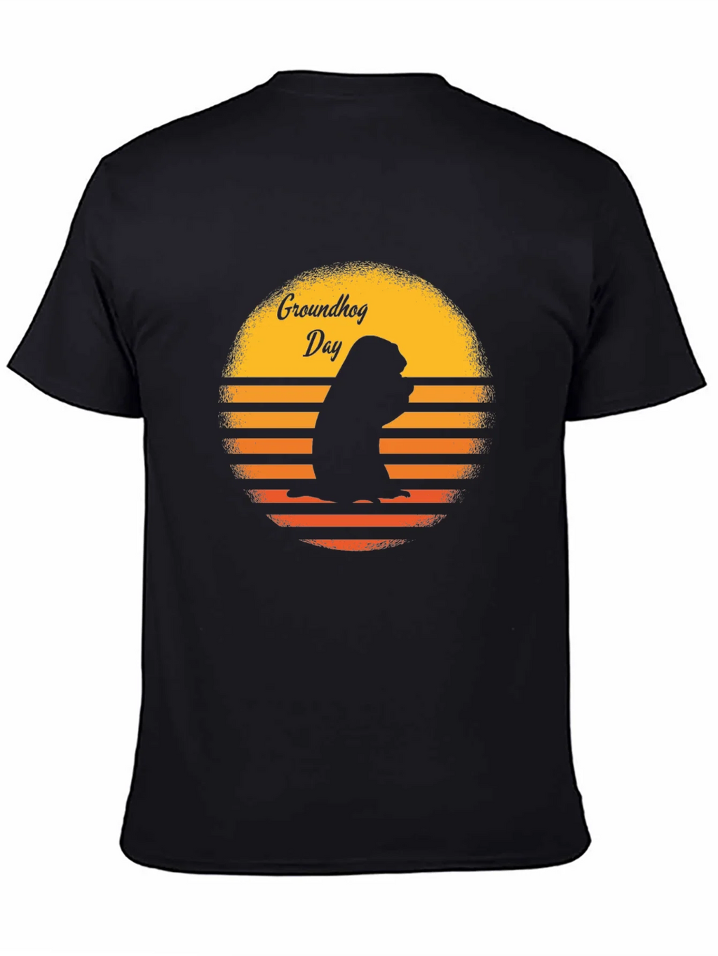Groundhog Day Retro Sunset Black T-Shirt product image 4