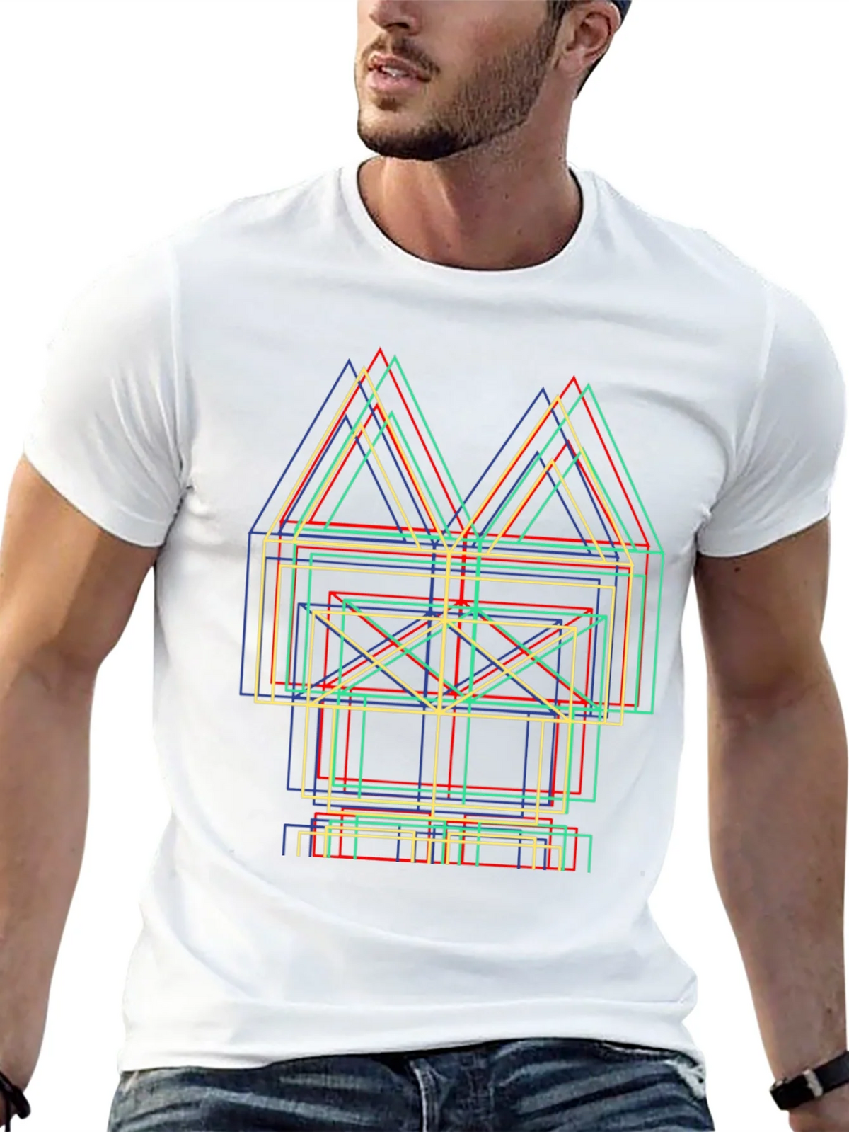 Abstract Geometric Line Art Graphic Tee product image 12