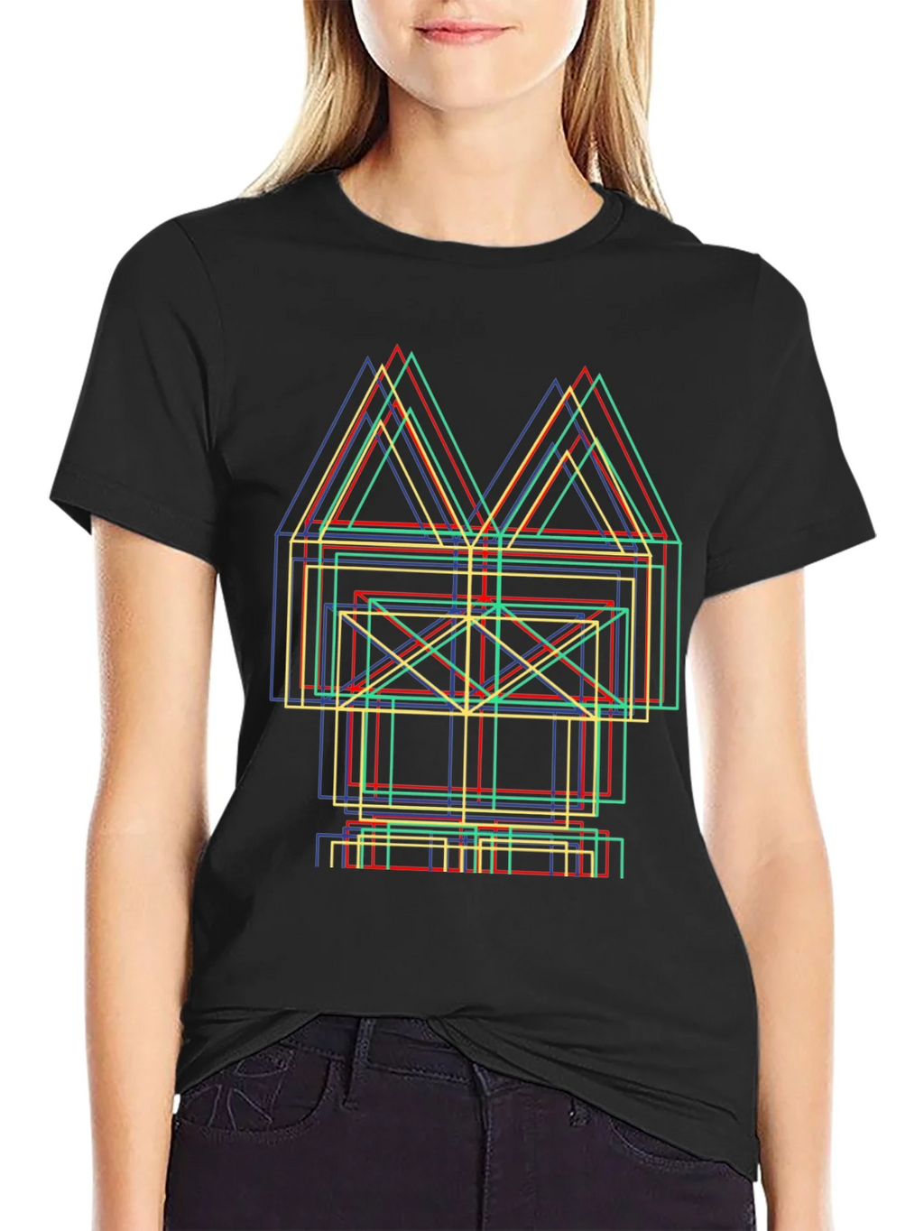 Abstract Geometric Line Art Graphic Tee product image 2