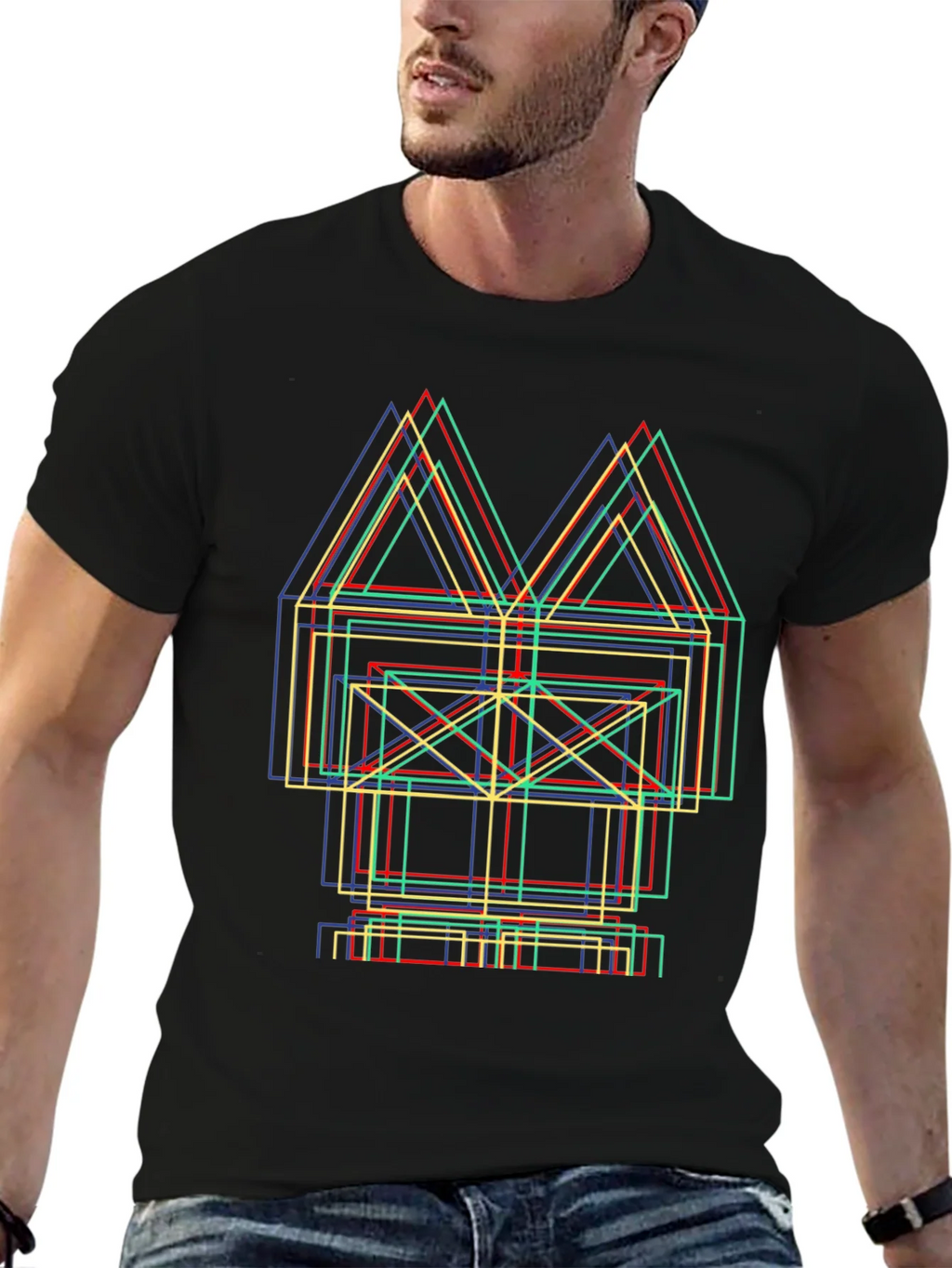 Abstract Geometric Line Art Graphic Tee product image 6