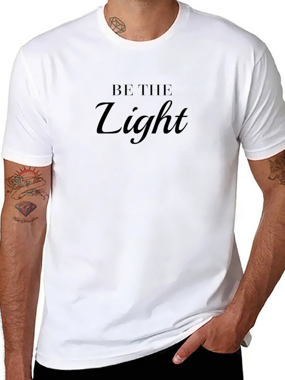 Be The Light Black T-Shirt - Inspirational Mens Tee product image 7