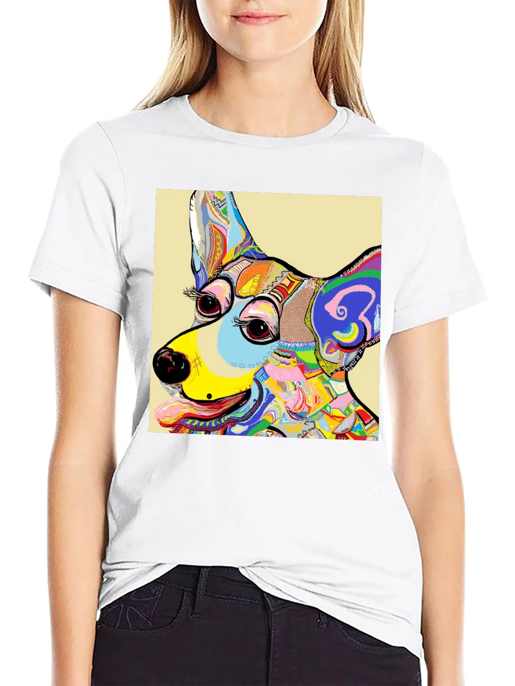Dog Art Graphic T-Shirt - Colorful Animal Print Tee product image 8
