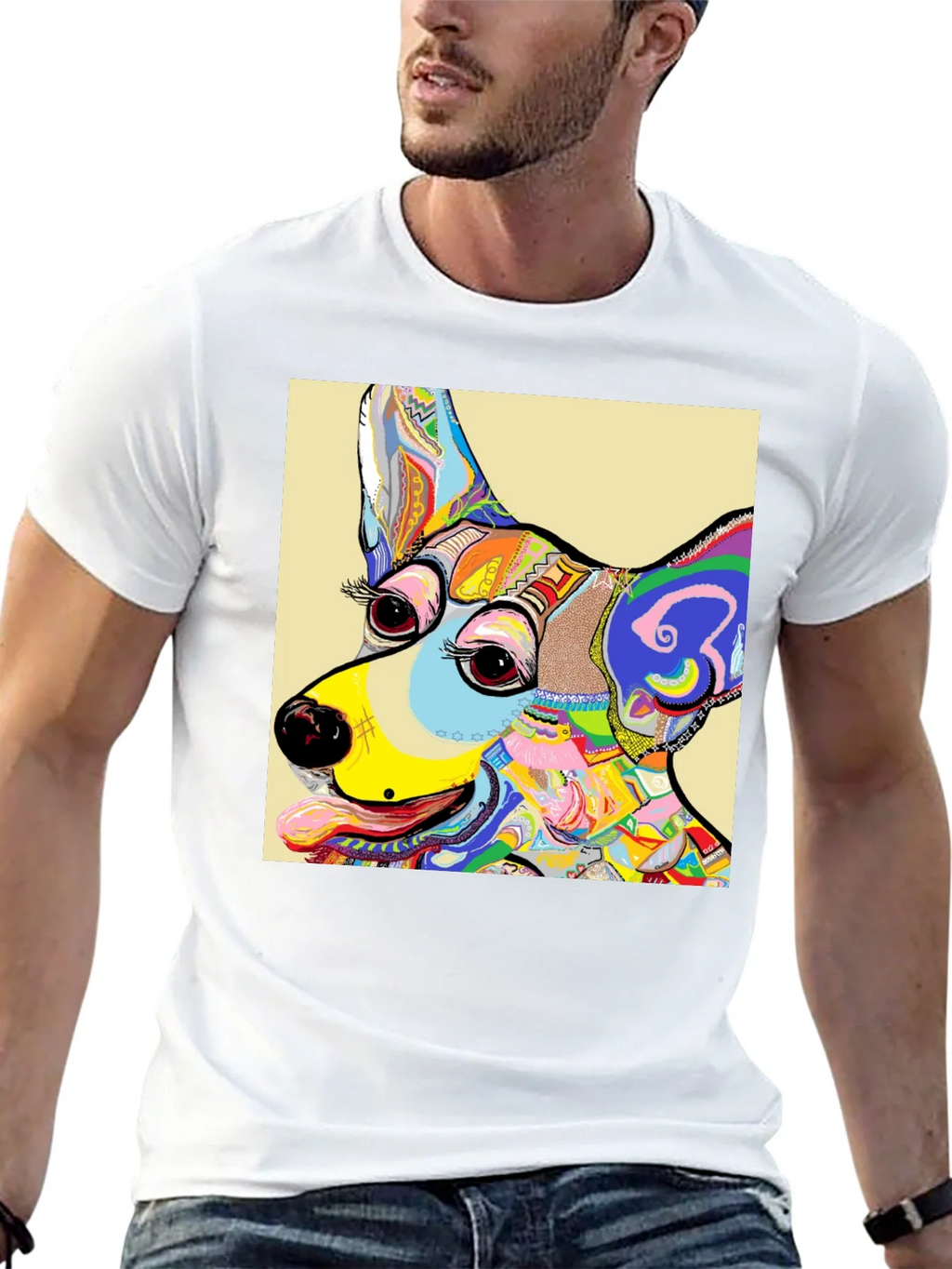 Dog Art Graphic T-Shirt - Colorful Animal Print Tee product image 12