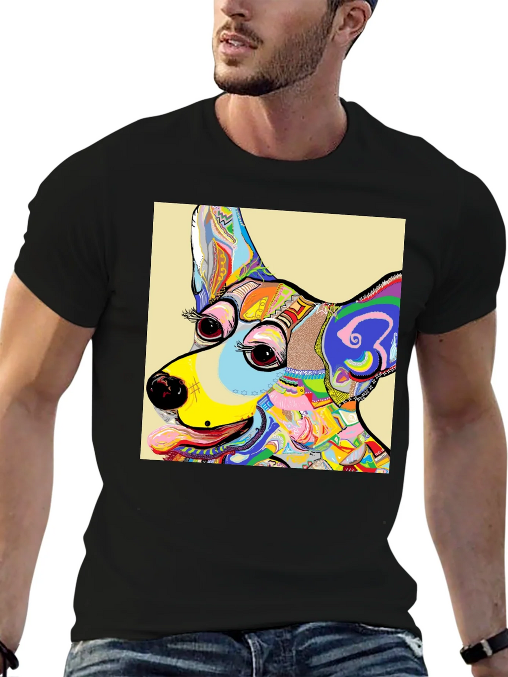 Dog Art Graphic T-Shirt - Colorful Animal Print Tee product image 6