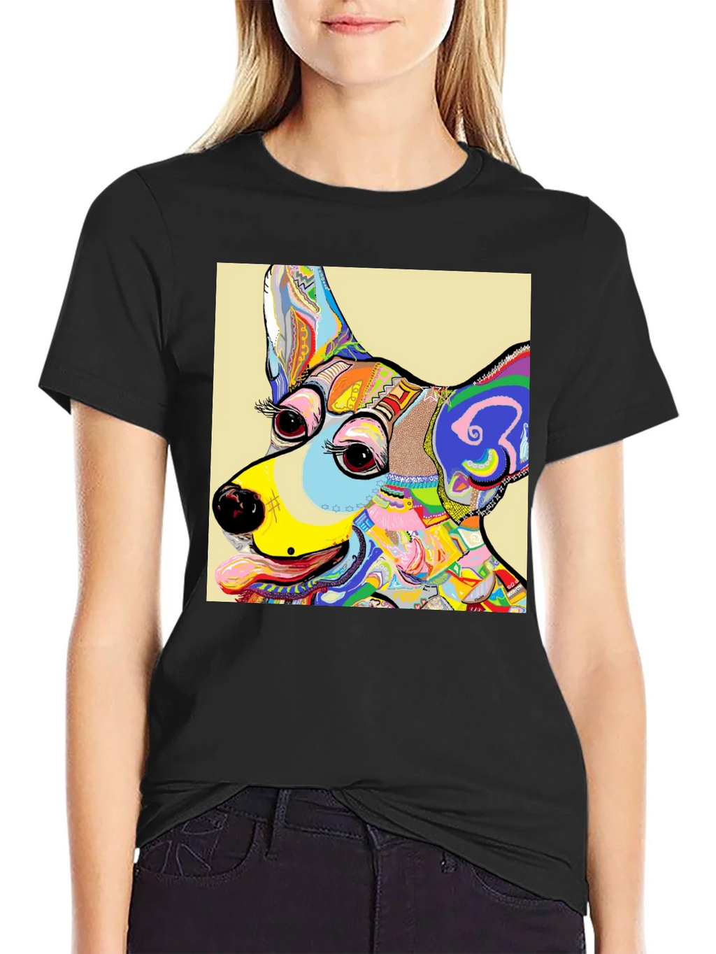 Dog Art Graphic T-Shirt - Colorful Animal Print Tee product image 2