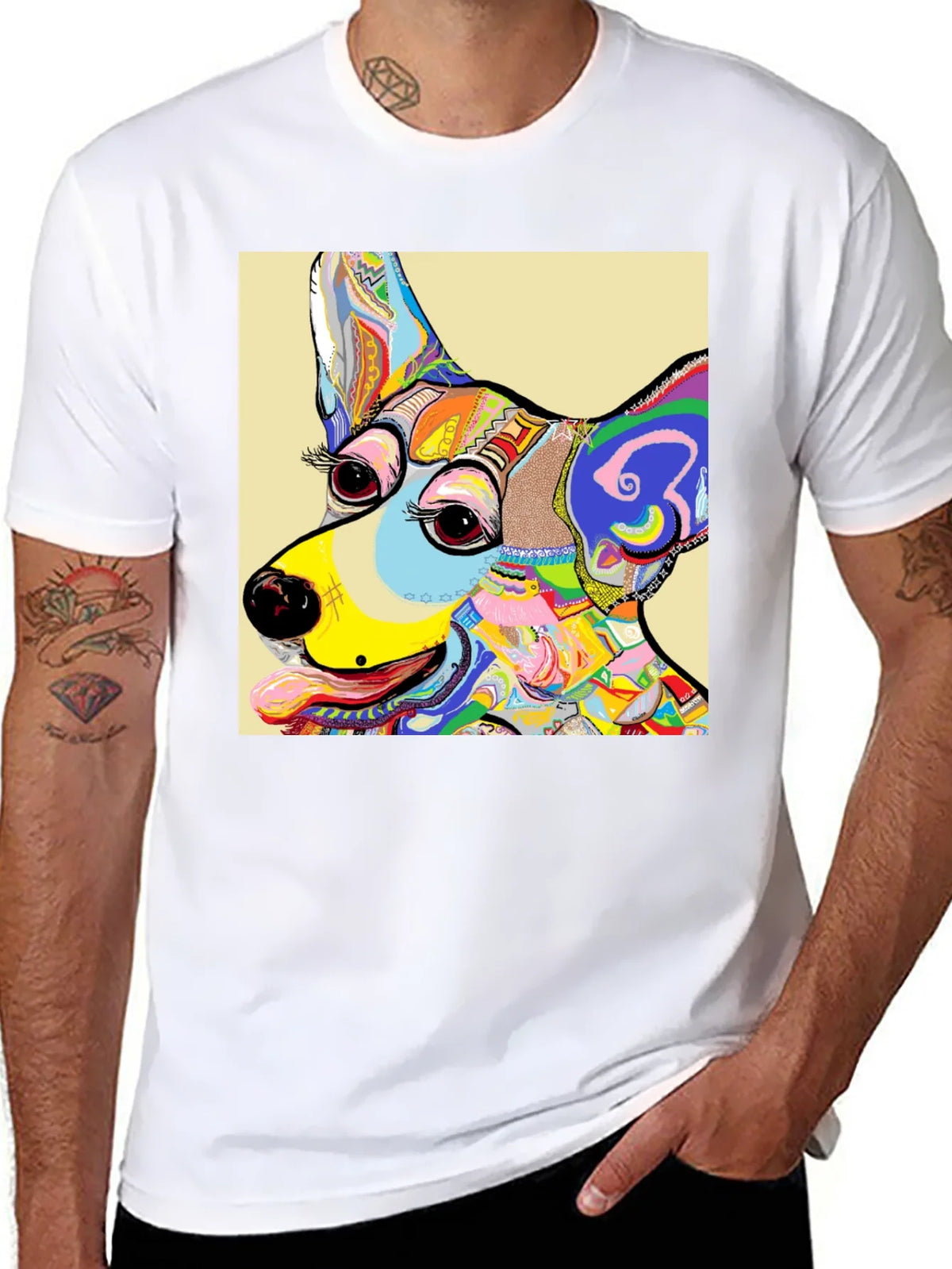 Dog Art Graphic T-Shirt - Colorful Animal Print Tee product image 7