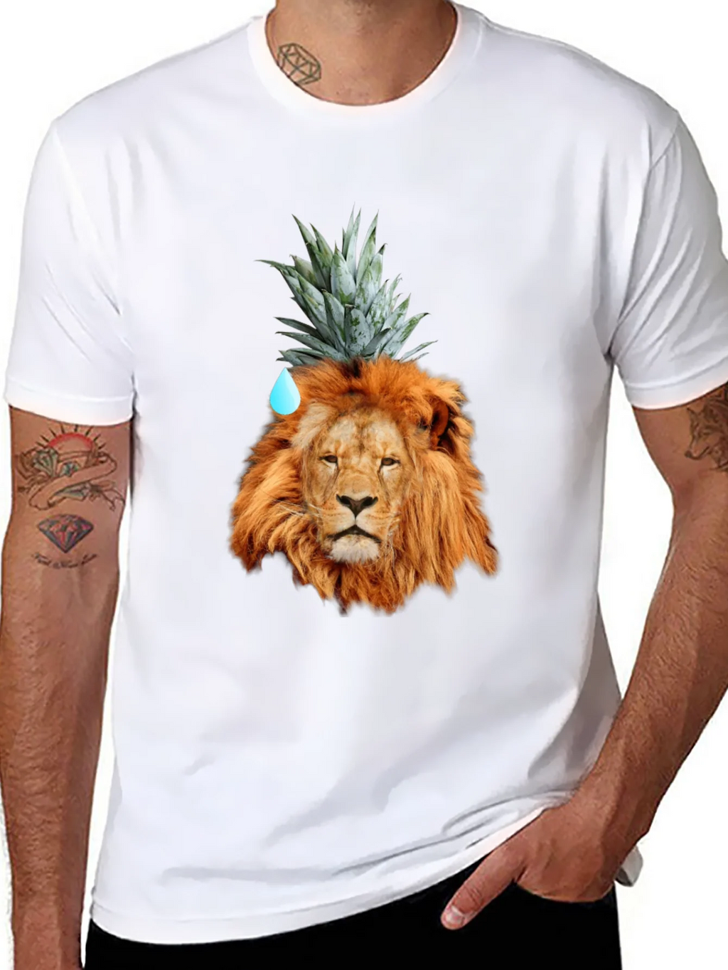 Lion Head with Pineapple Crown Novelty T-Shirt product image 7