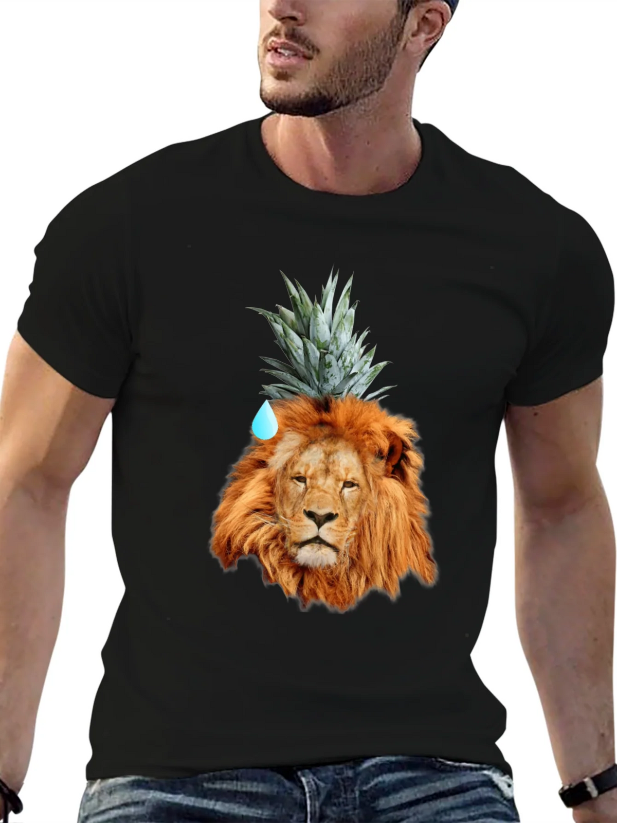 Lion Head with Pineapple Crown Novelty T-Shirt product image 6
