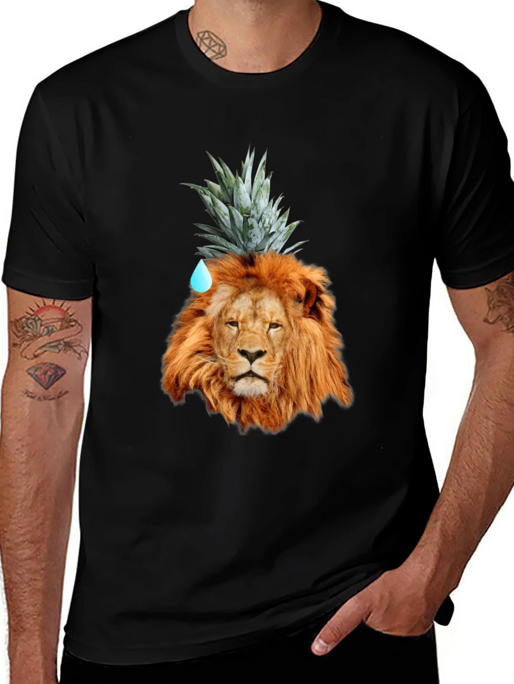 Lion Head with Pineapple Crown Novelty T-Shirt product image 1