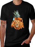 Lion Head with Pineapple Crown Novelty T-Shirt product image 1