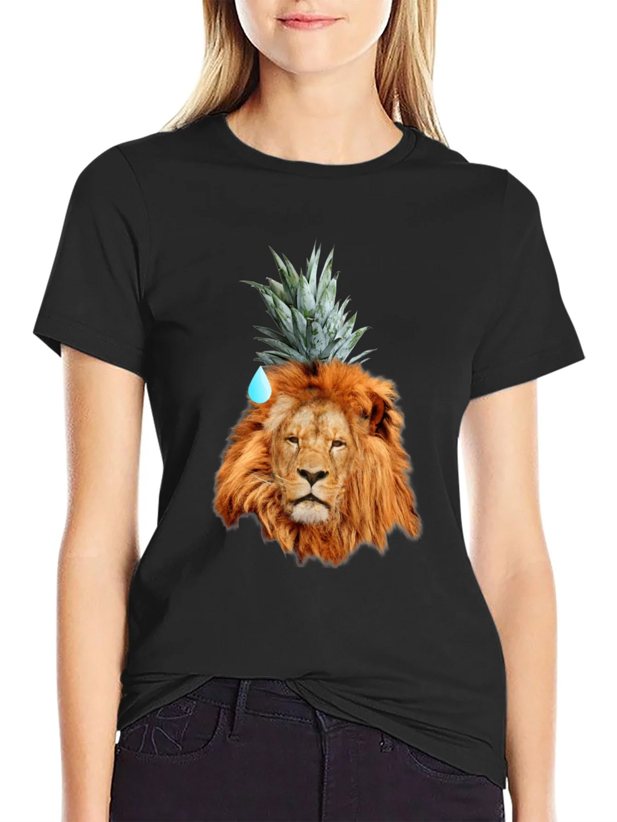 Lion Head with Pineapple Crown Novelty T-Shirt product image 2