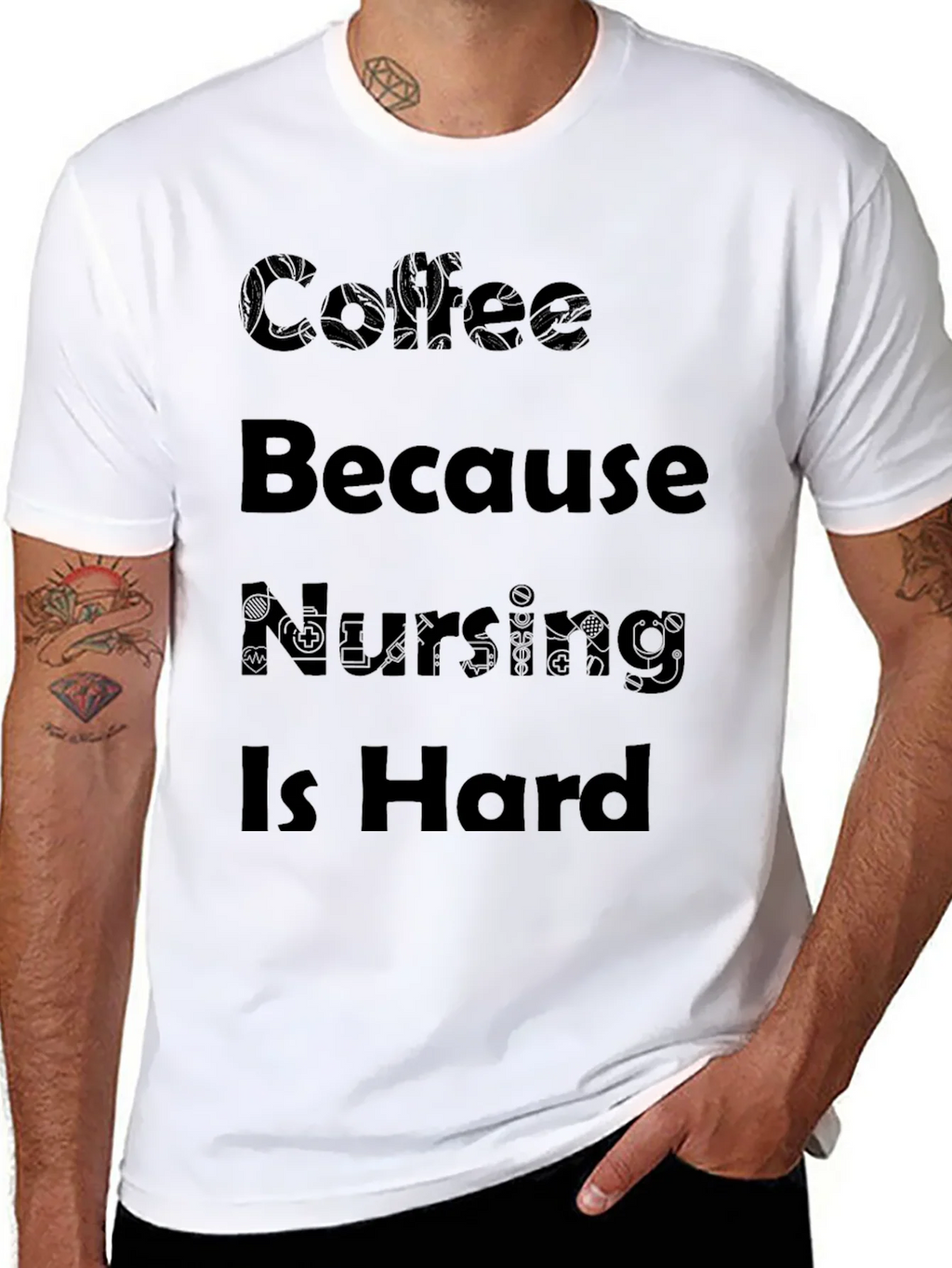 Coffee Because Nursing Is Hard Black T-Shirt product image 7
