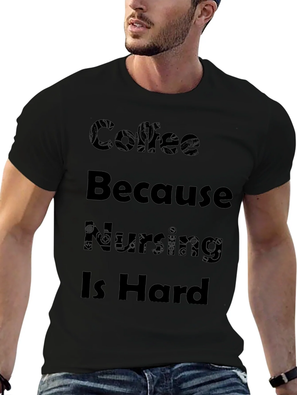 Coffee Because Nursing Is Hard Black T-Shirt product image 6