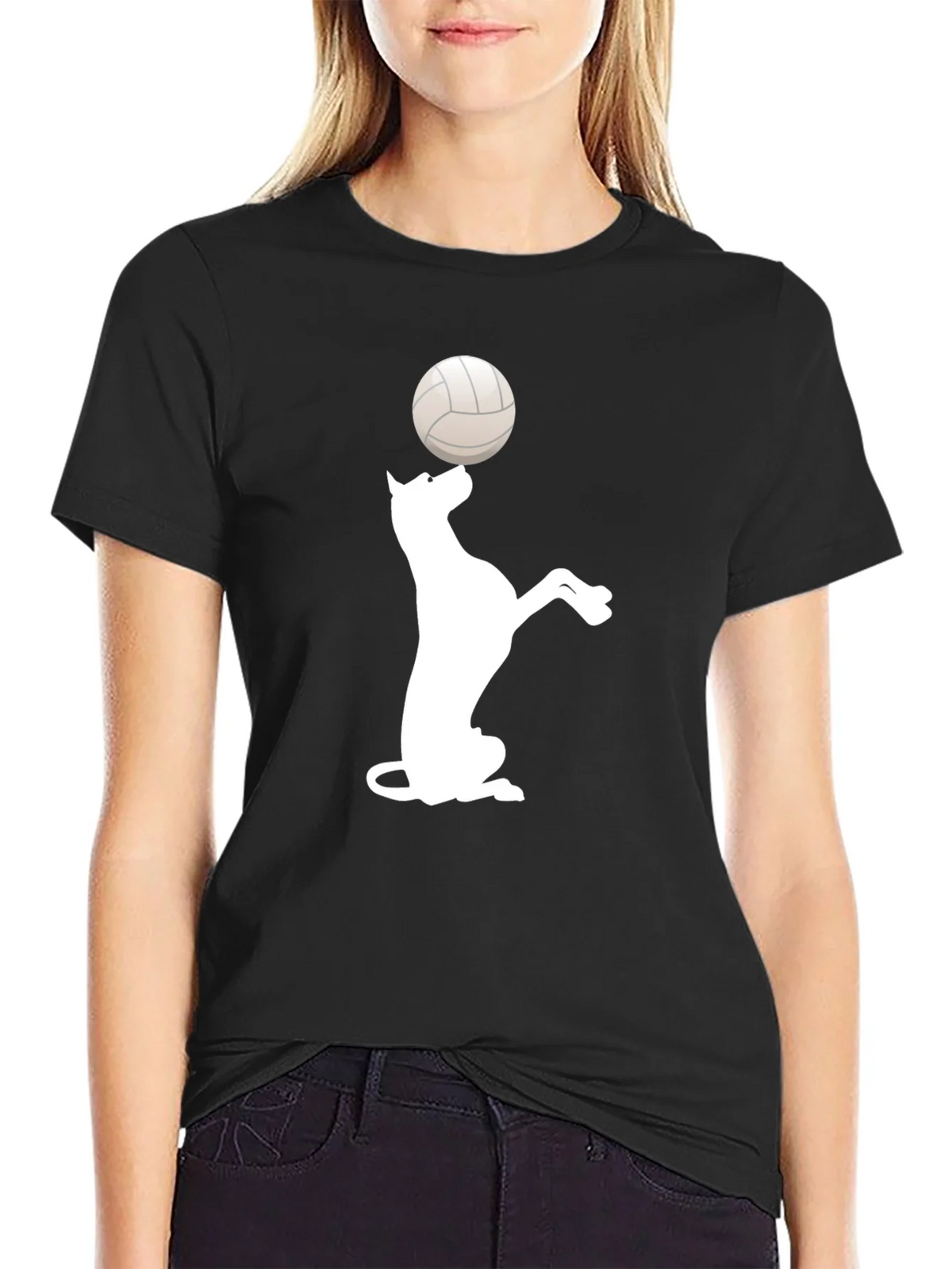Dog Balancing Volleyball Black T-Shirt product image 2