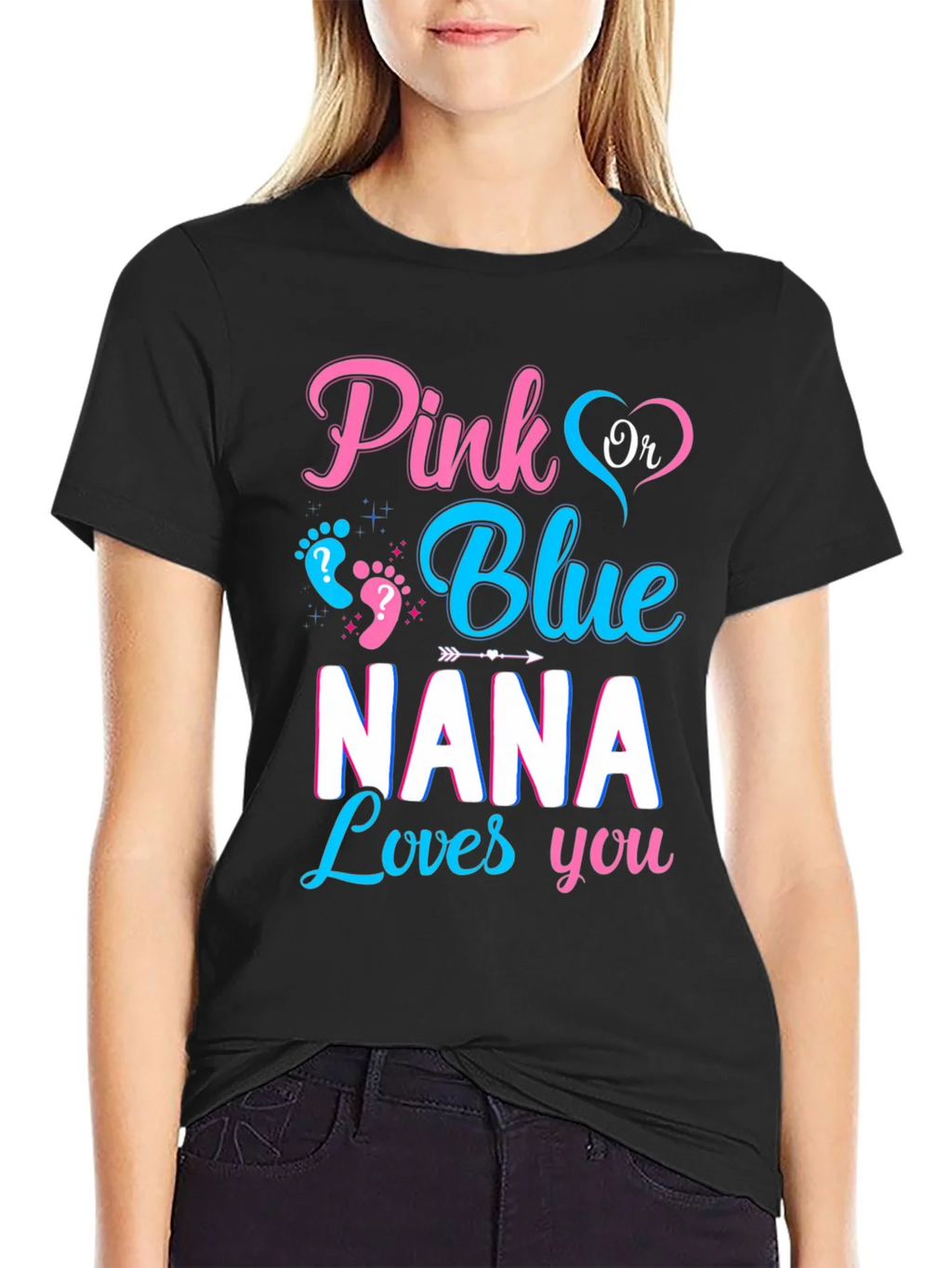 Pink or Blue Nana Loves You Gender Reveal Shirt product image 2