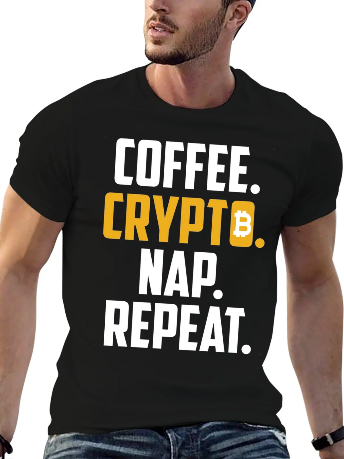 Coffee Crypto Nap Repeat T-Shirt Funny Bitcoin Tee product image 6