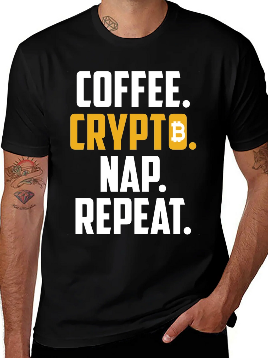 Coffee Crypto Nap Repeat T-Shirt Funny Bitcoin Tee product image 1