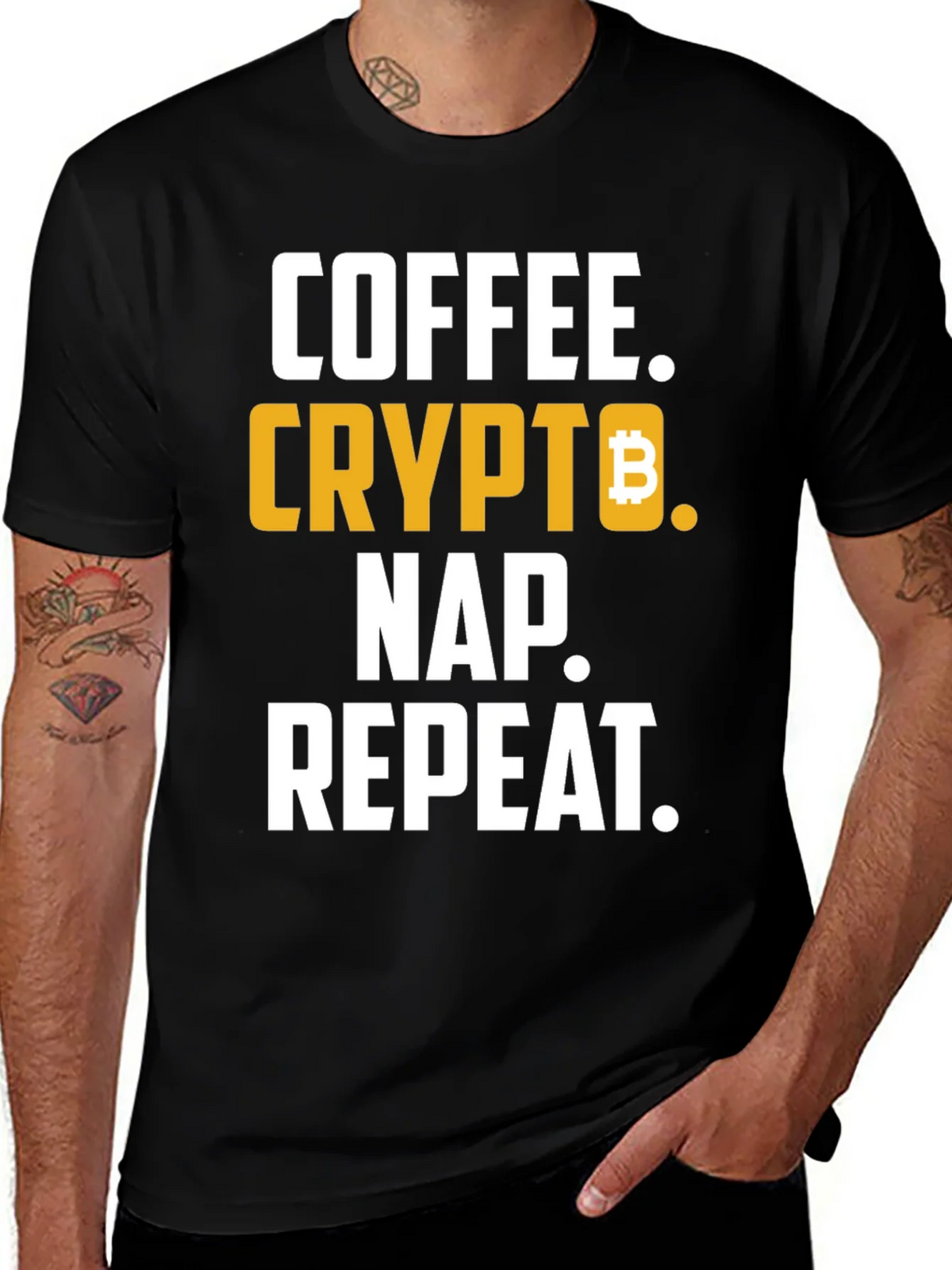 Coffee Crypto Nap Repeat T-Shirt Funny Bitcoin Tee product image 1
