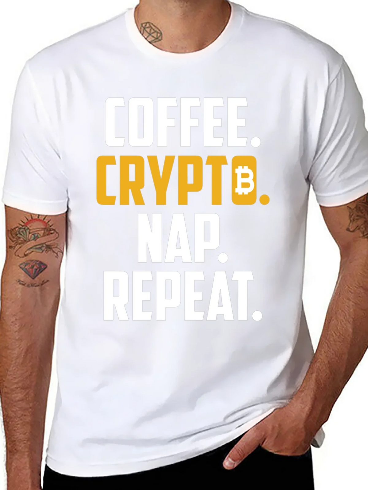 Coffee Crypto Nap Repeat T-Shirt Funny Bitcoin Tee product image 7