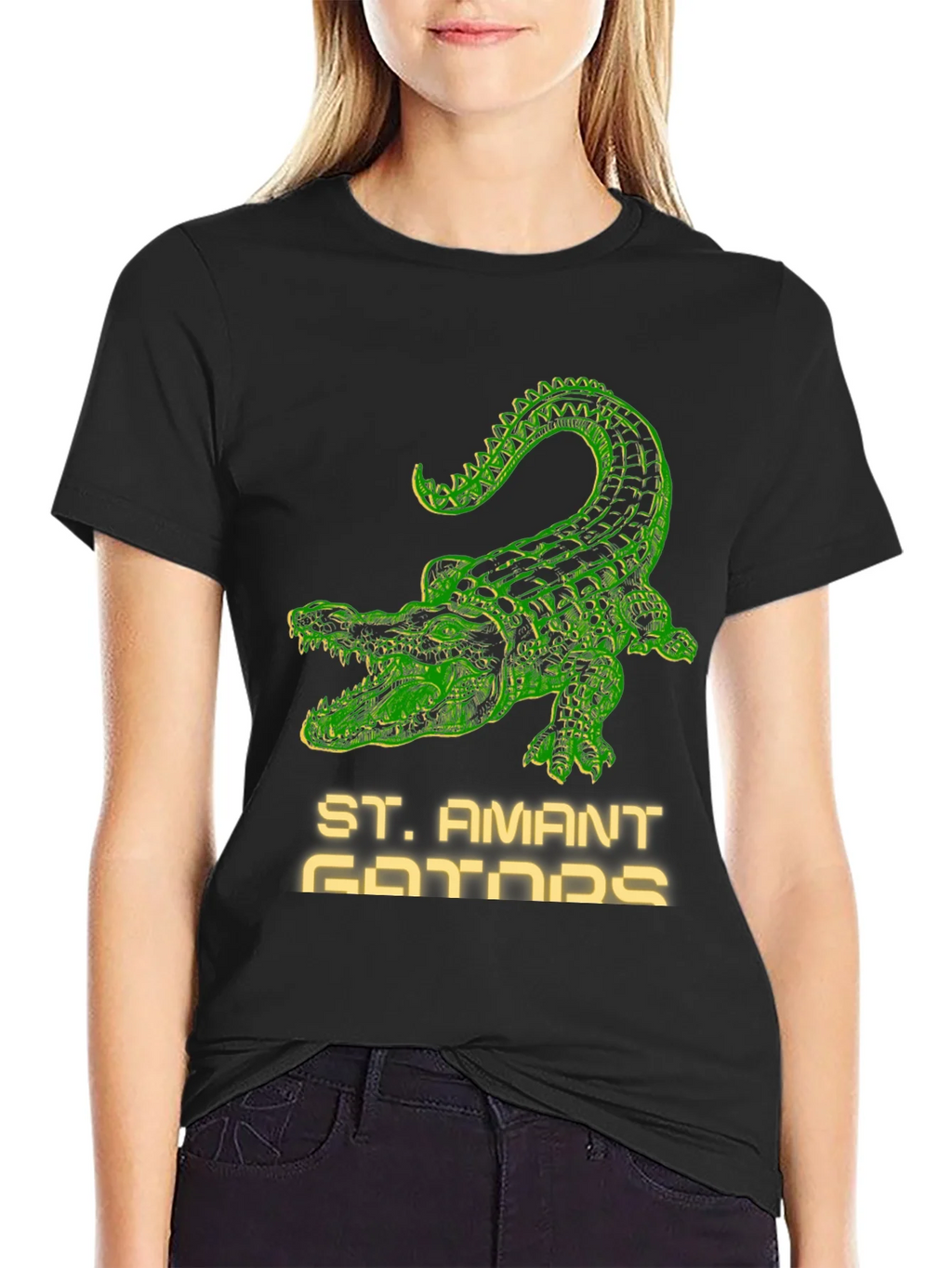 St. Amant Gators T-Shirt - Green Crocodile Design product image 2