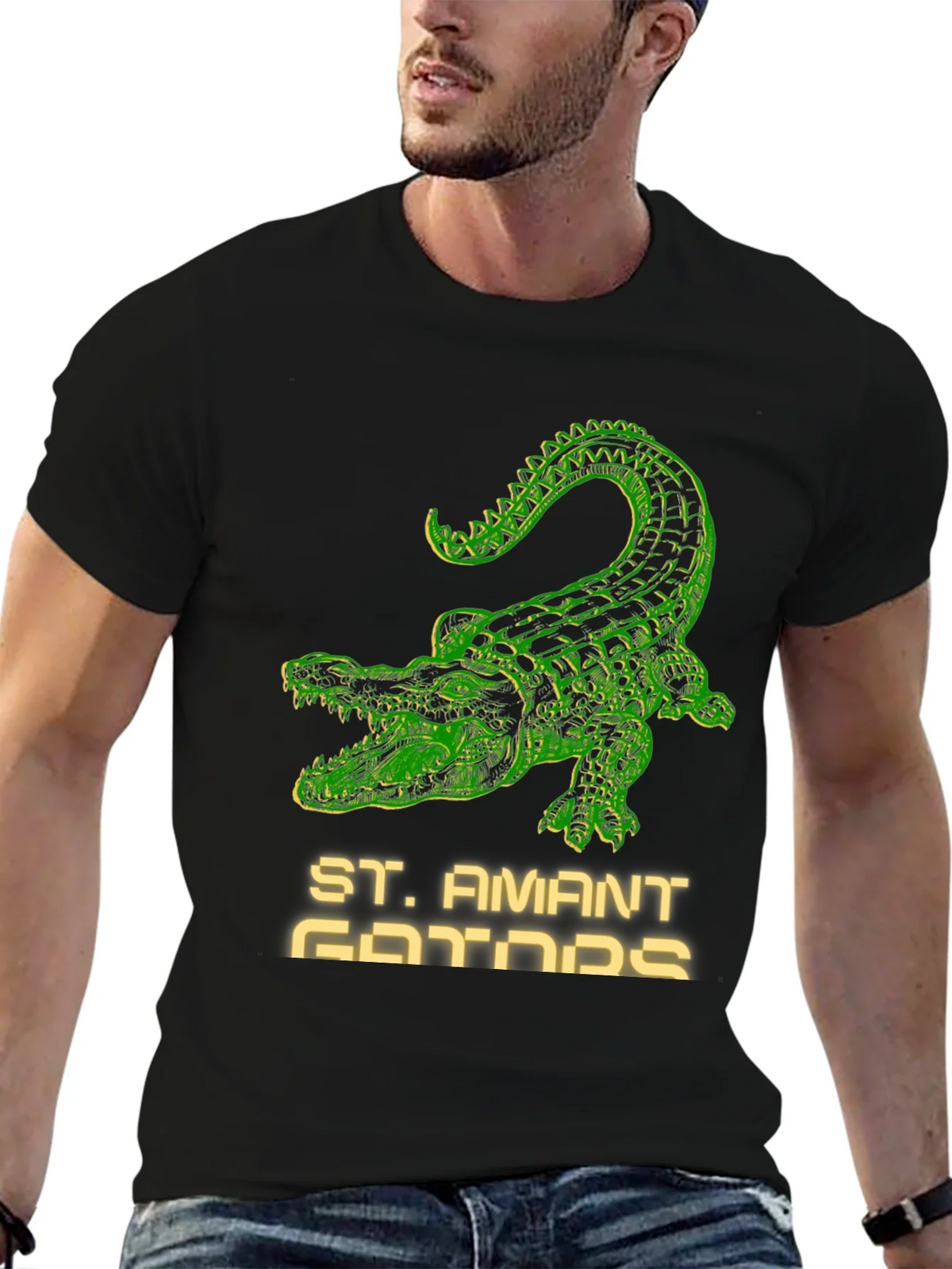 St. Amant Gators T-Shirt - Green Crocodile Design product image 6
