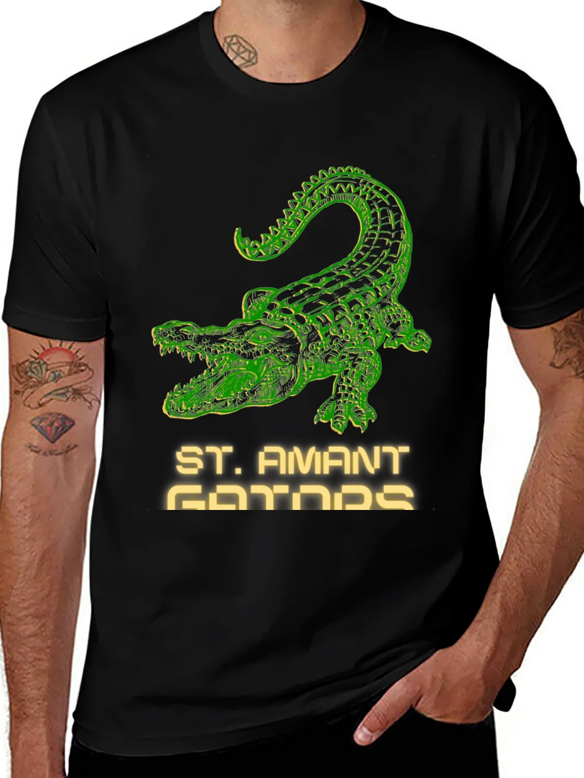 St. Amant Gators T-Shirt - Green Crocodile Design product image 1