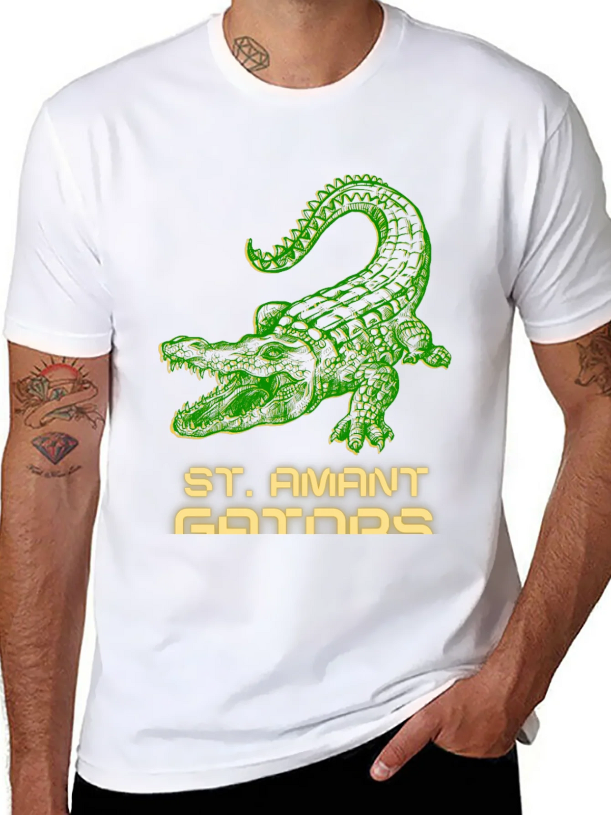 St. Amant Gators T-Shirt - Green Crocodile Design product image 7