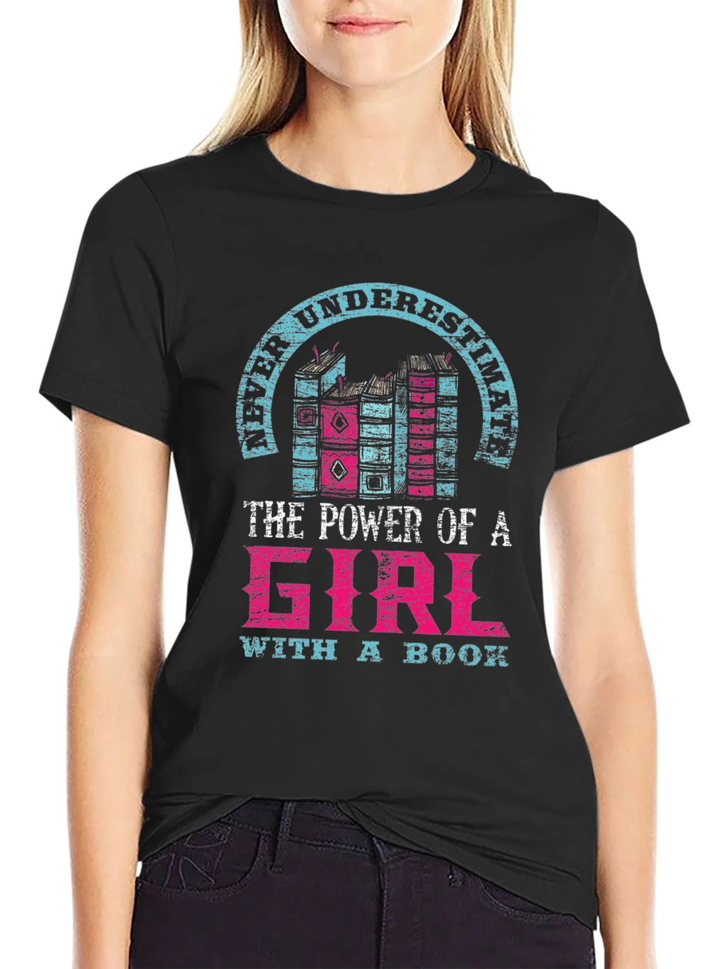 Never Underestimate Girl with a Book T-Shirt product image 2