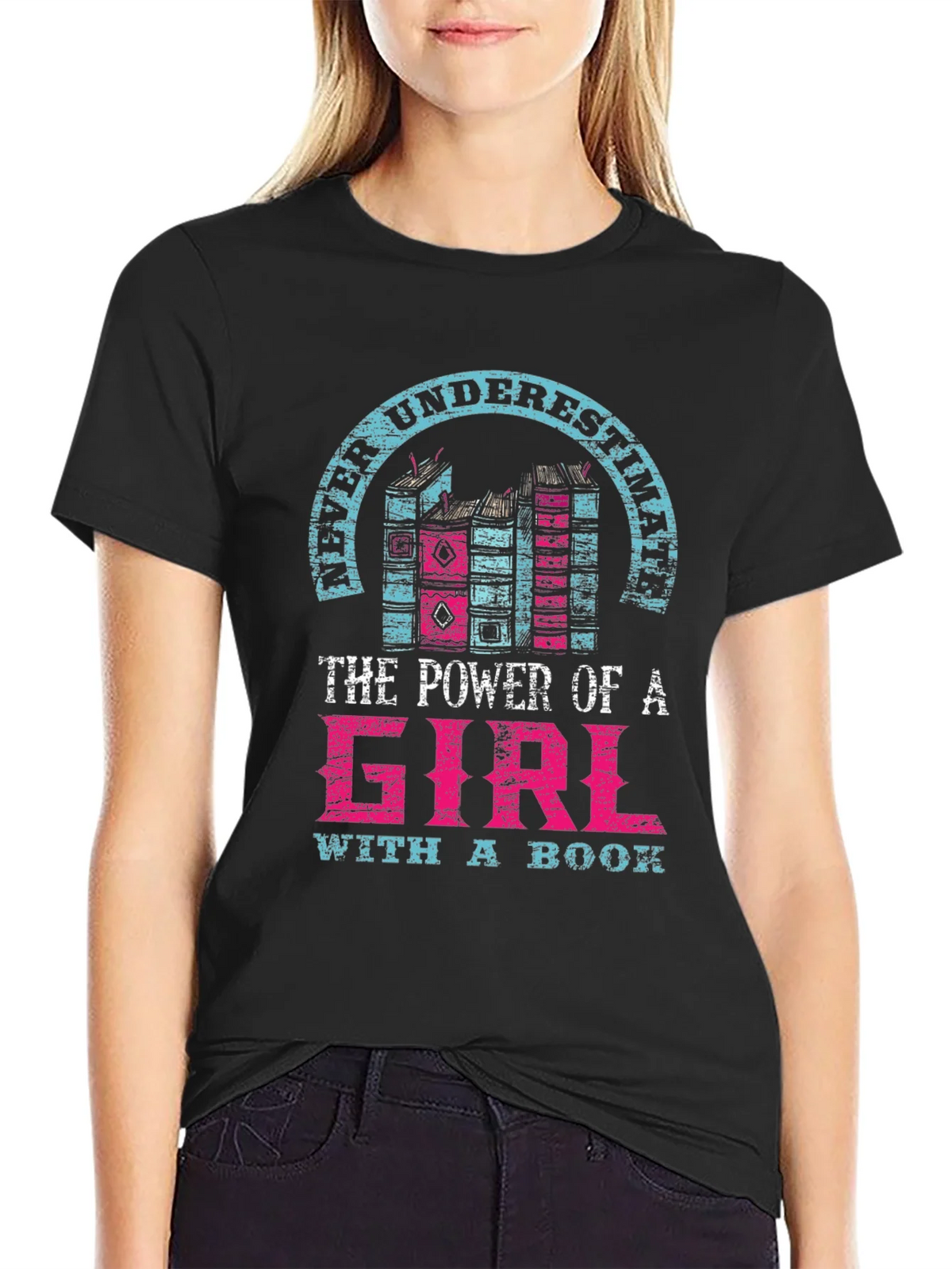 Never Underestimate Girl with a Book T-Shirt product image 2