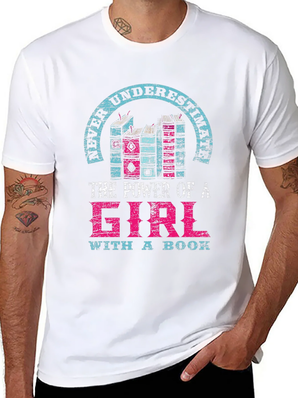 Never Underestimate Girl with a Book T-Shirt product image 7