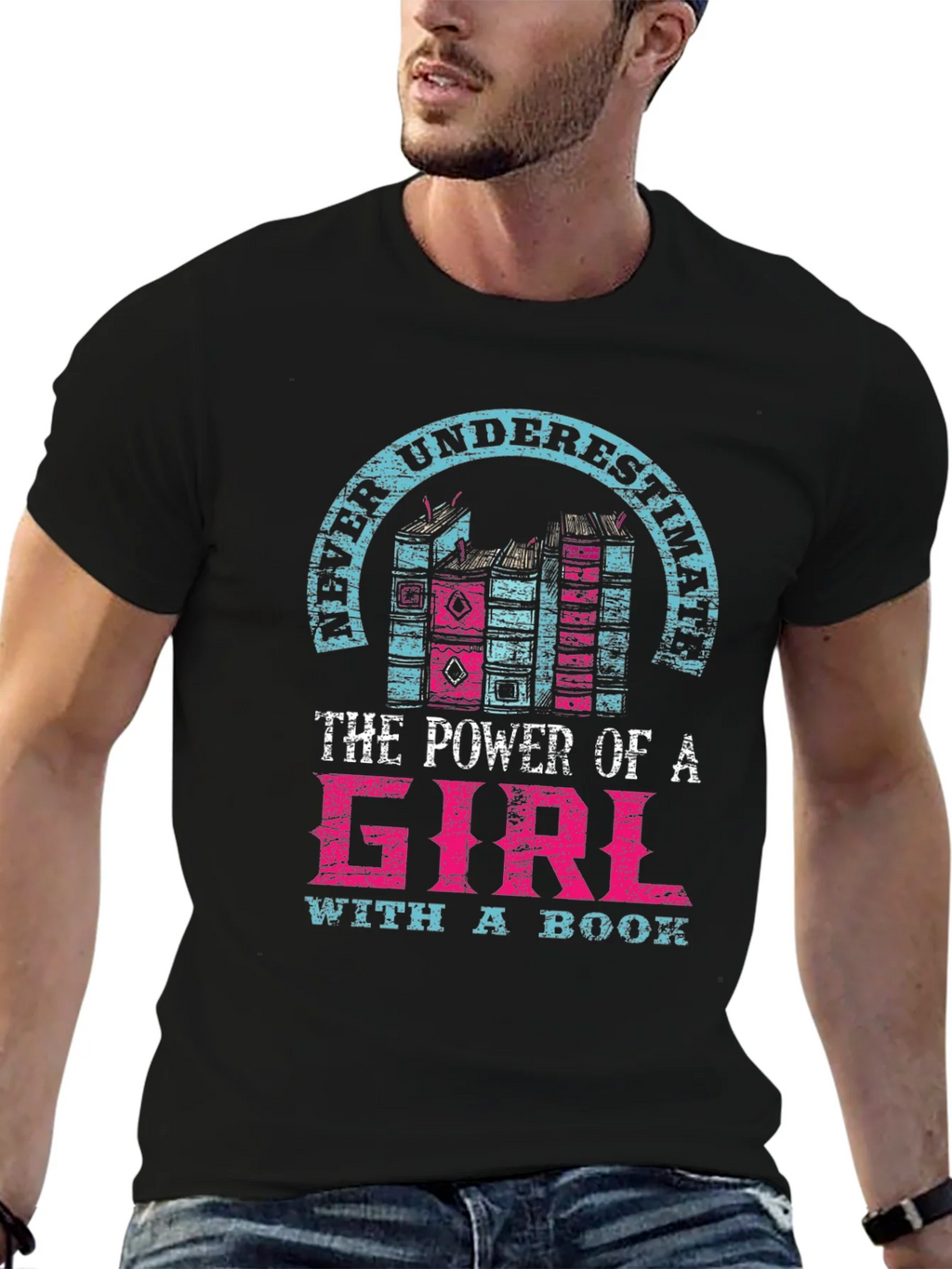 Never Underestimate Girl with a Book T-Shirt product image 6