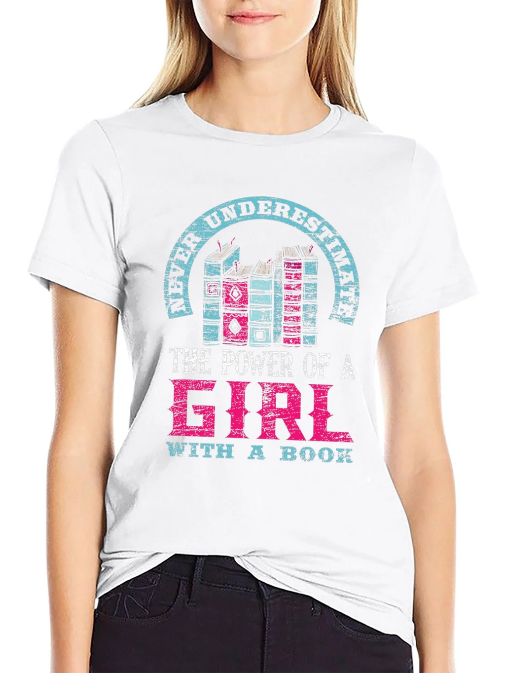 Never Underestimate Girl with a Book T-Shirt product image 8