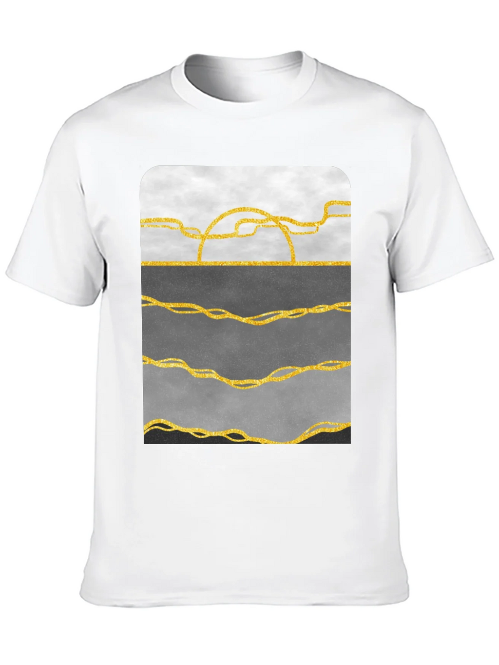 Abstract Gold Line Art T-Shirt - Modern Graphic Tee product image 9