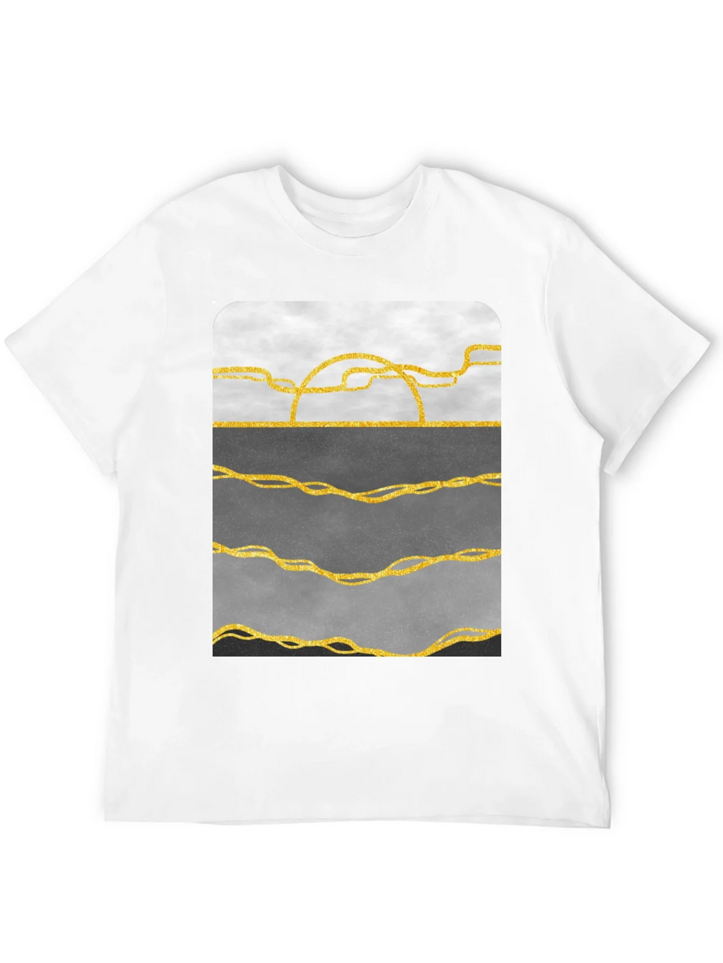 Abstract Gold Line Art T-Shirt - Modern Graphic Tee product image 11