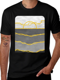Abstract Gold Line Art T-Shirt - Modern Graphic Tee product image 1
