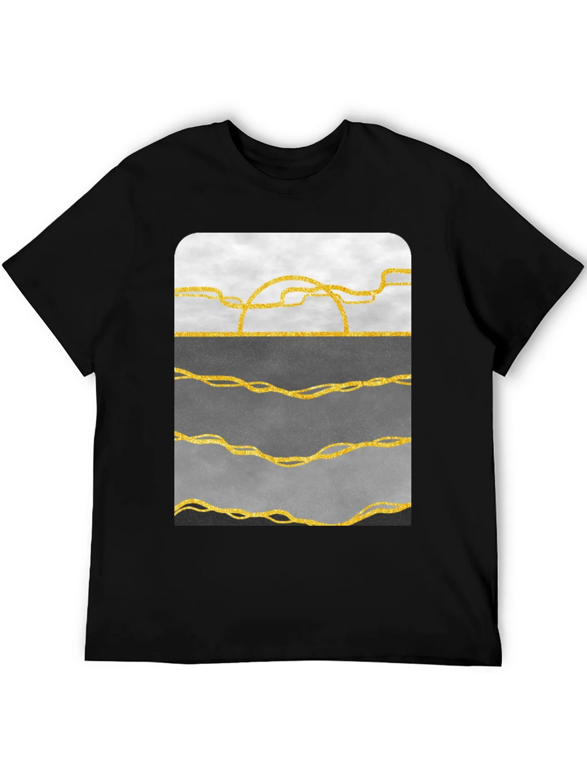 Abstract Gold Line Art T-Shirt - Modern Graphic Tee product image 5