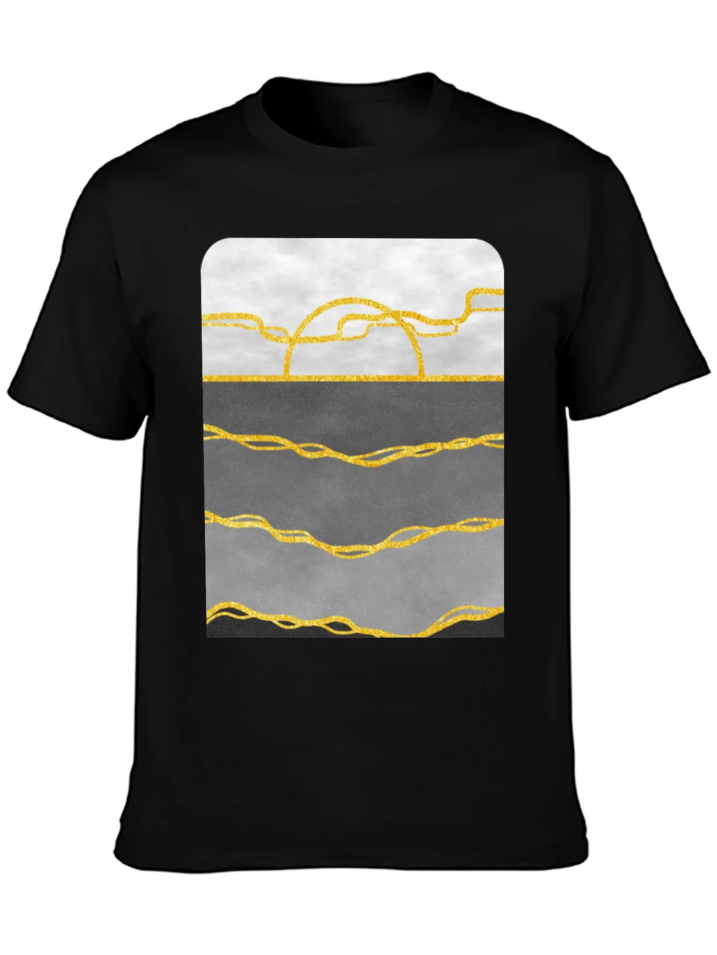 Abstract Gold Line Art T-Shirt - Modern Graphic Tee product image 3