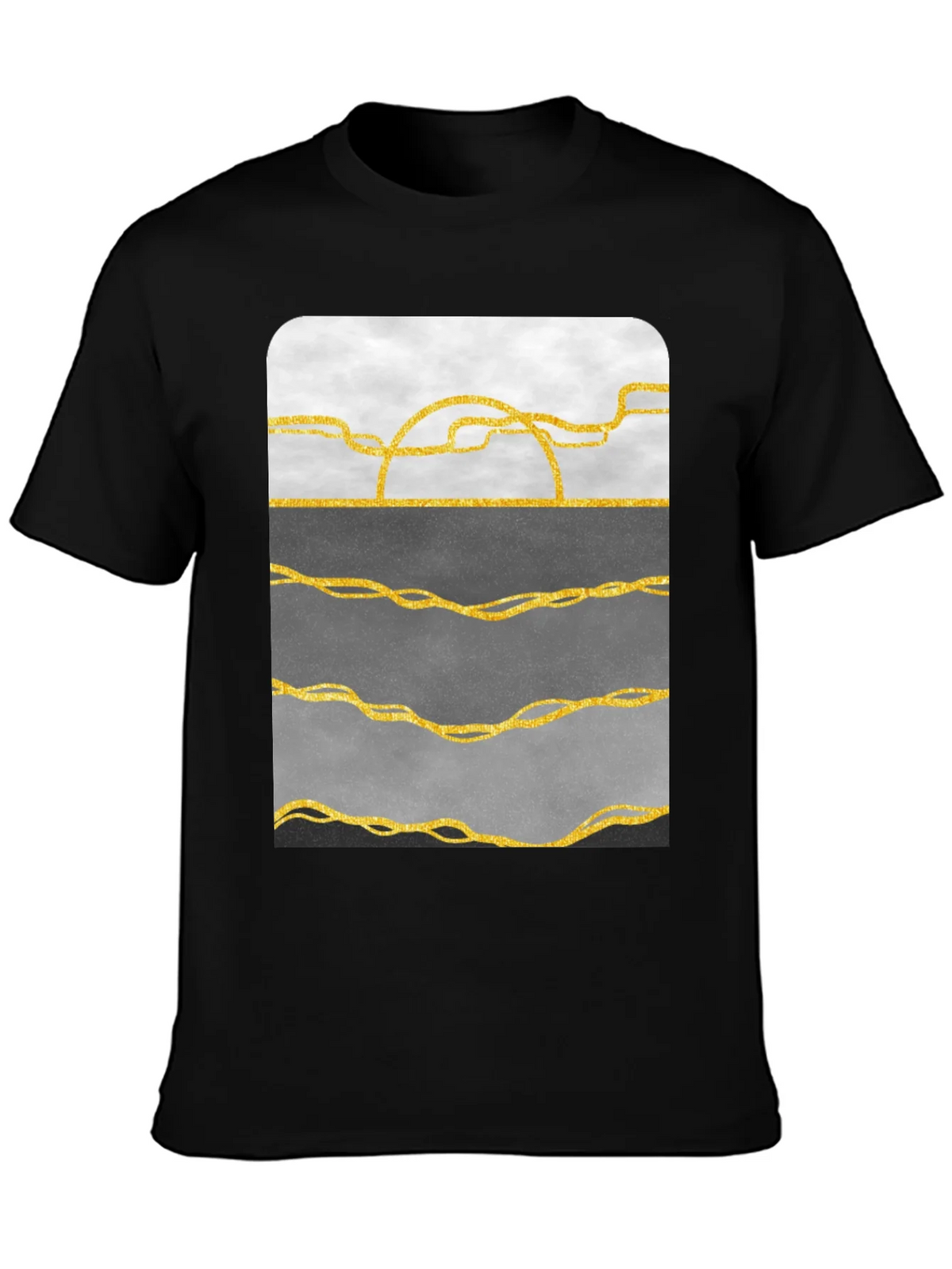Abstract Gold Line Art T-Shirt - Modern Graphic Tee product image 3