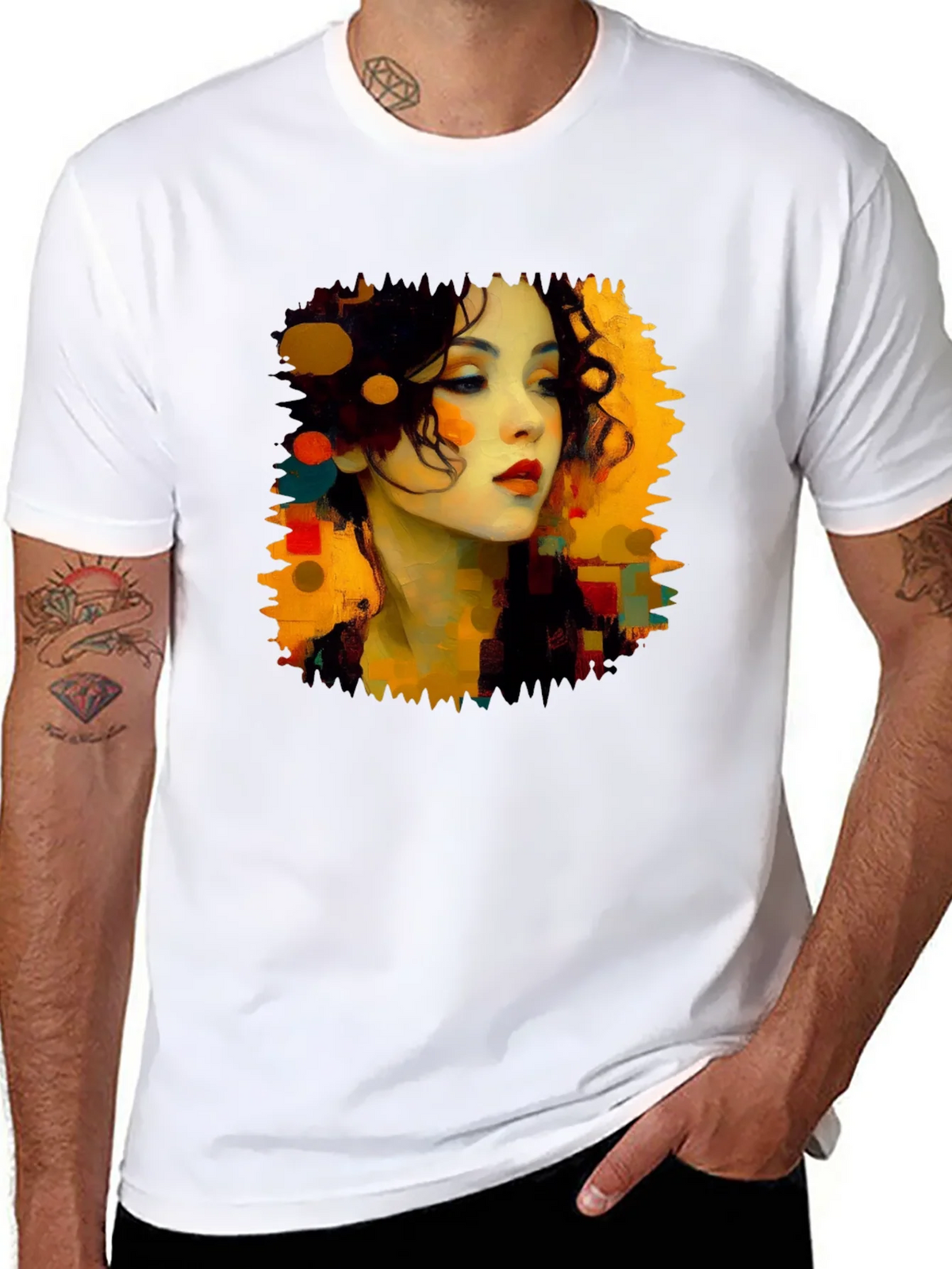Abstract Woman Portrait Black T-Shirt product image 7