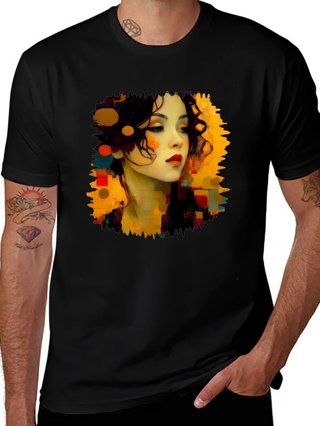 Abstract Woman Portrait Black T-Shirt product image 1